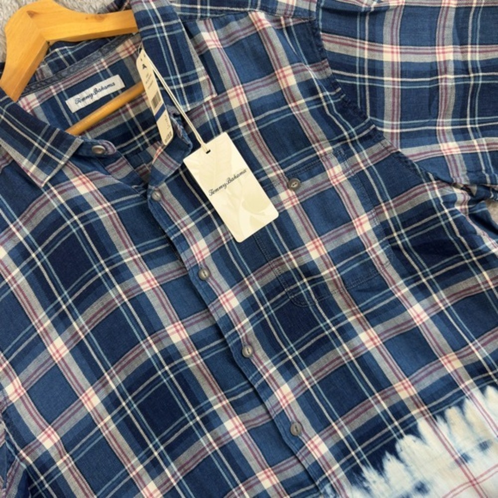 NWT Tommy Bahama Shirt Soul California Surf Plaid Short Sleeve‎ Button Down XL